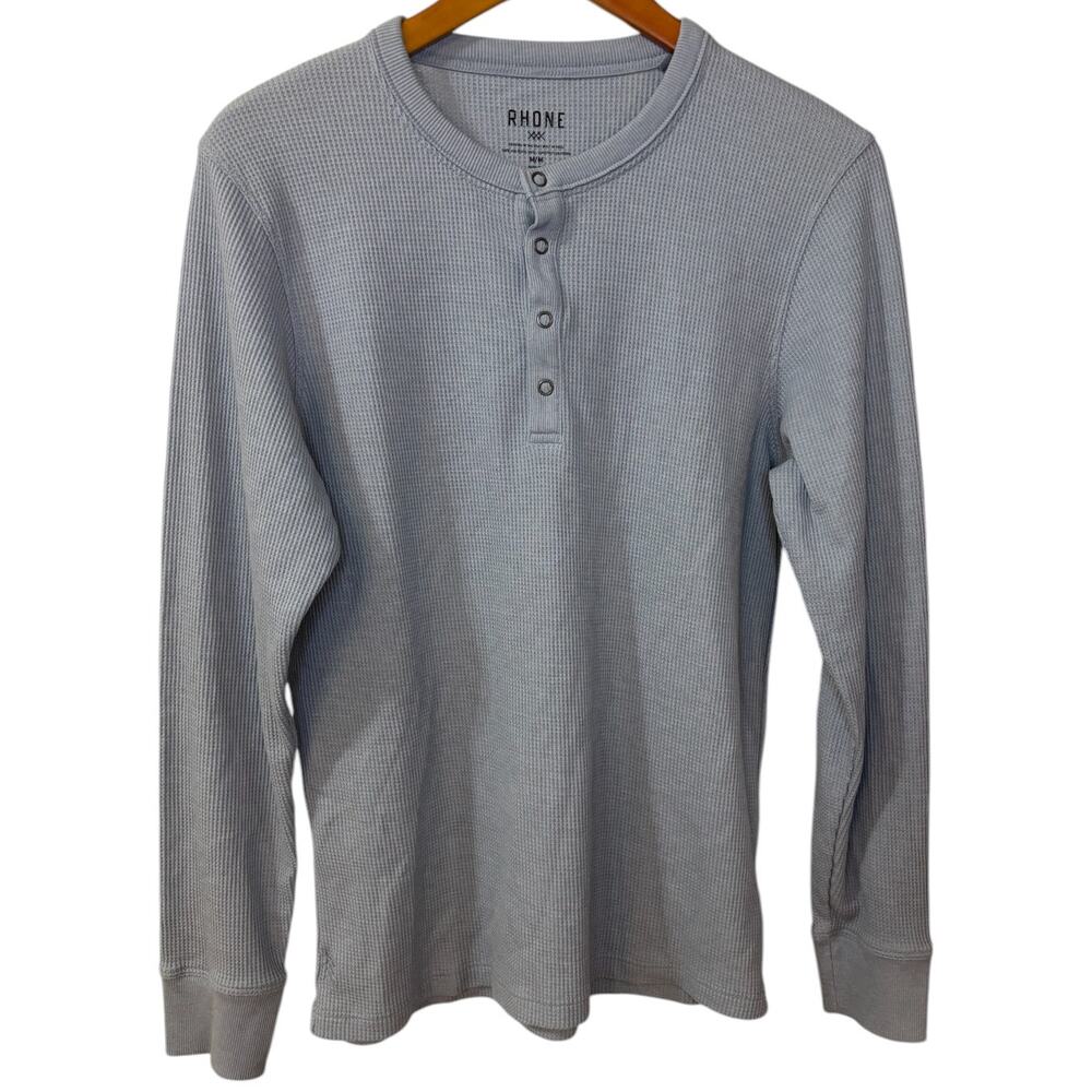 RHONE Men's Gray Thermal Henley Long Sleeve Shirt
